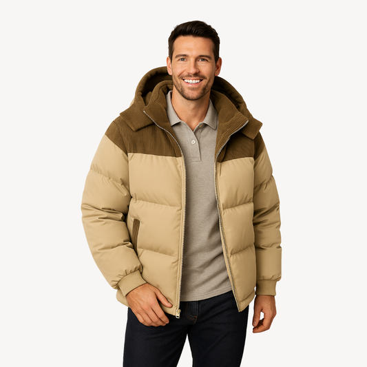 Men’s Quilted Jacket with Hood – Simple, Modern Aesthetic